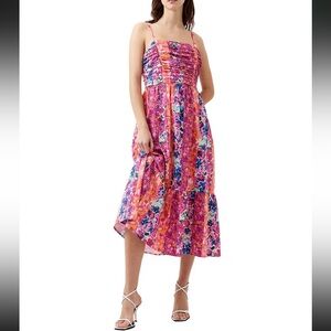 French Connection Carrie Era Floral Square Neck Sleeveless Midi Dress Sz 14 NWT